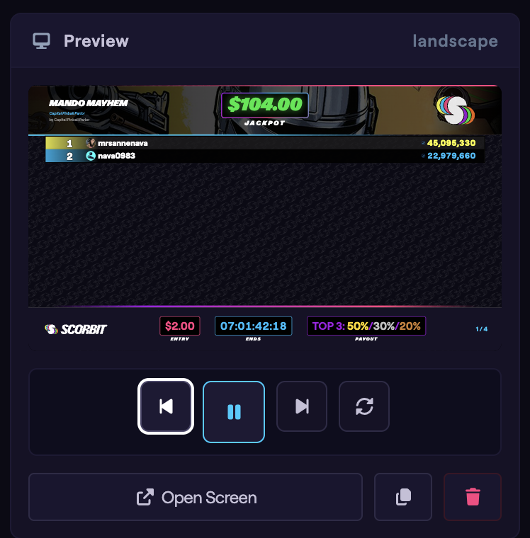 The Preview column showing the configured competition board, with the Save Playlist button active.