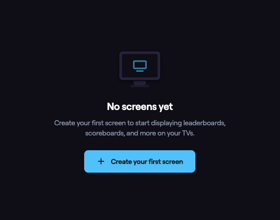 The empty state prompting you to create your first screen.