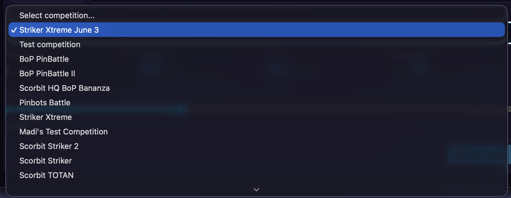 The Competition dropdown.