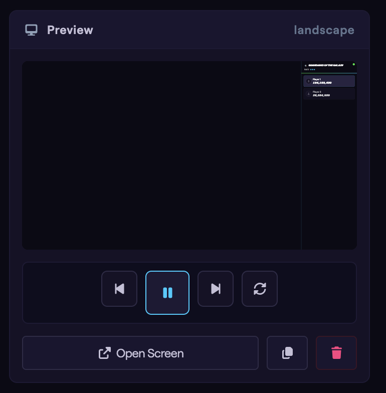 The Preview column showing the configured streamboard overlay, with the Save Playlist button active.
