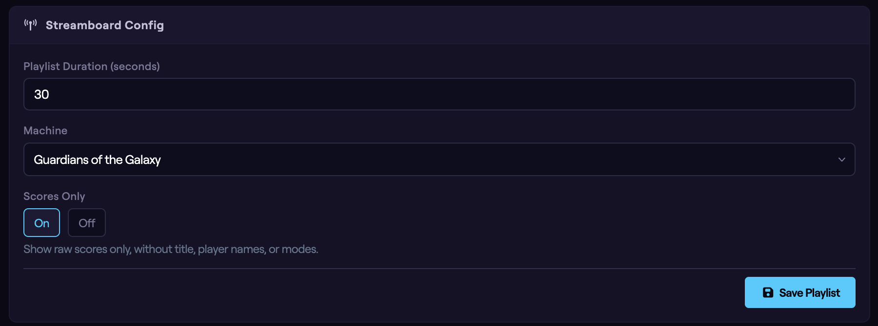 The Scores Only toggle.