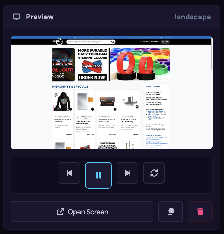 The Preview column showing the configured web view, with the Save Playlist button active.