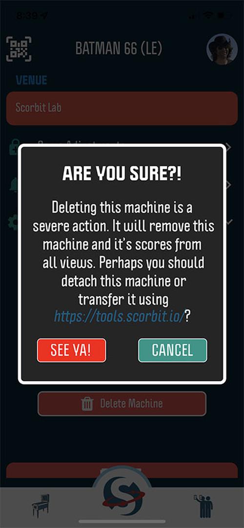 Delete Machine Confirmation